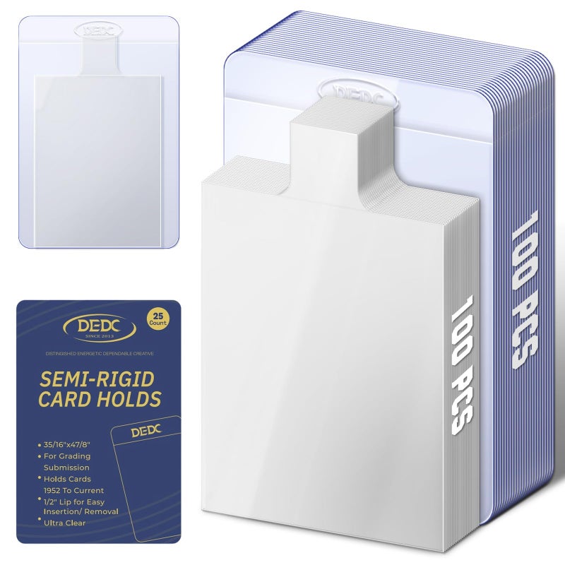 DEDC 200Pcs Card Sleeves -100 Semi Rigid Card Holder & 100 Tabbed Sleeves  Perfect Fit Sleeves Trading Card Shipping Supplies - Image 1